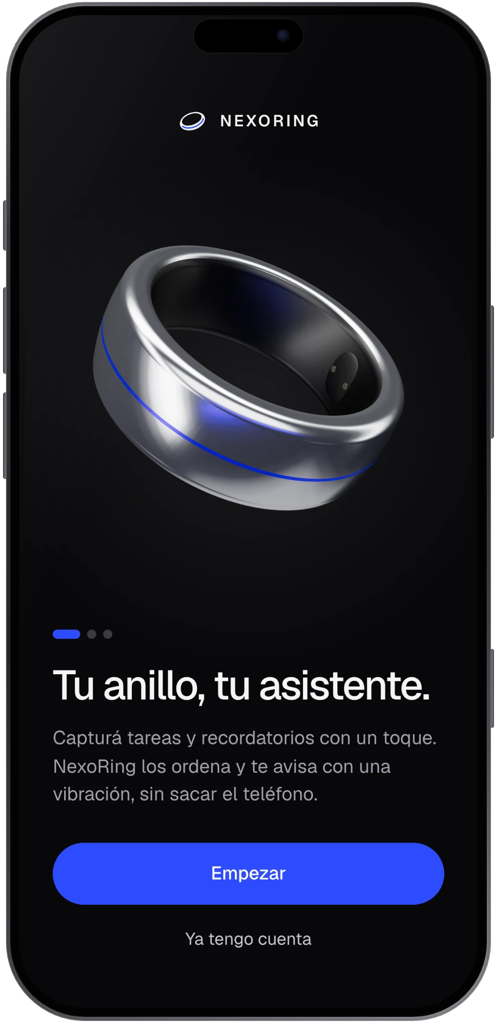 Pantalla de bienvenida